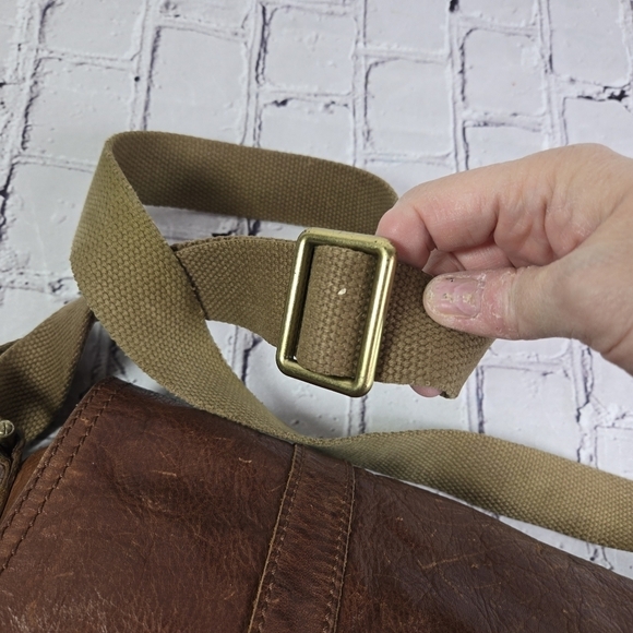 Vtg y2k Fossil brown leather large messenger bag - Picture 6 of 11